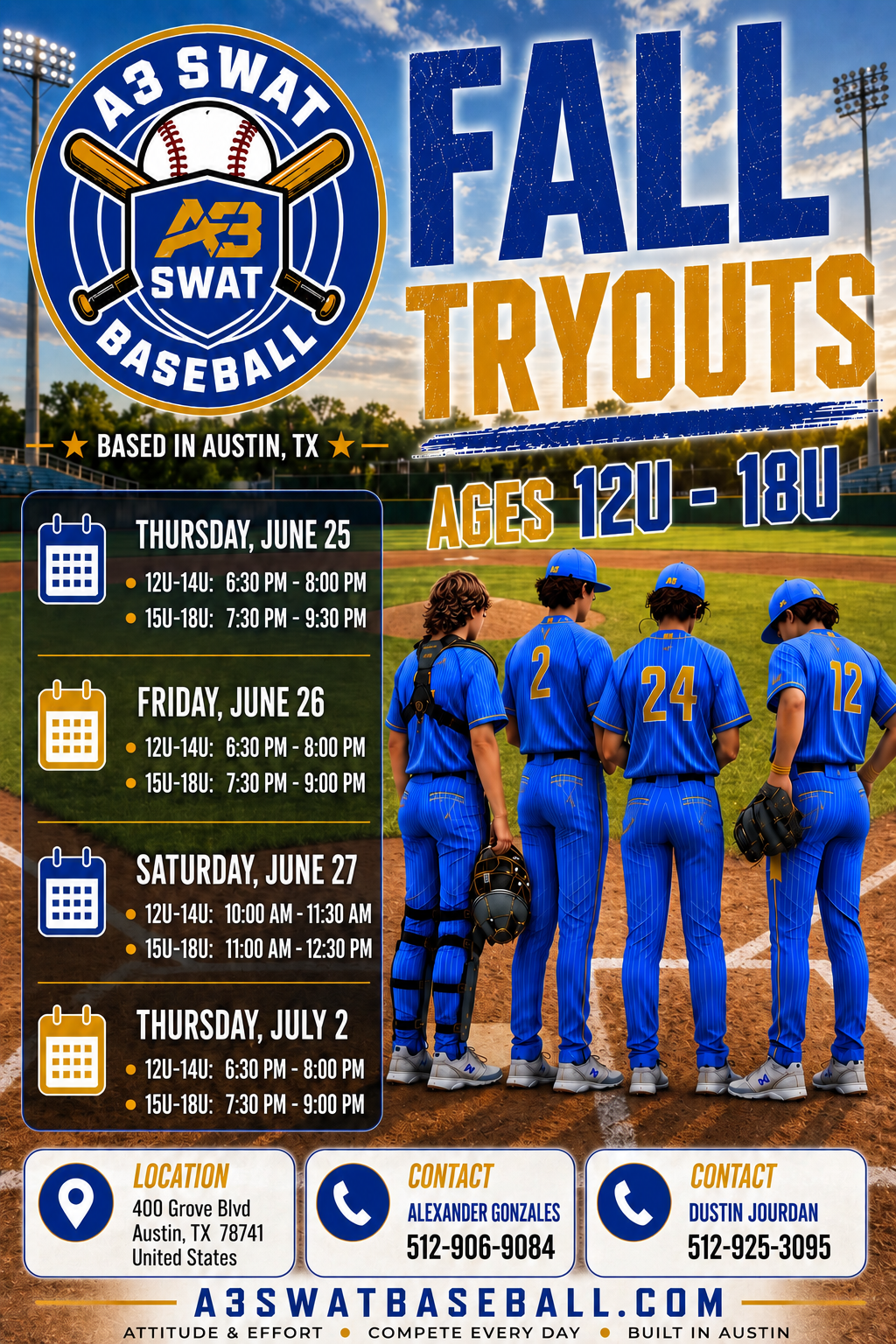 A3 SWAT Fall Tryout Schedule